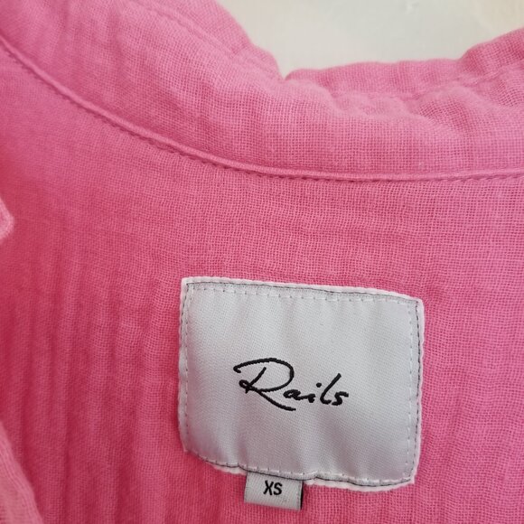 Rails Pink Collared Shortsleeve Top XS - Picture 5 of 10